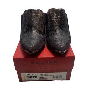 Donald J. Pliner TRIST2-LL M070 Bronze Metallic Lizzard Heeled Mule Size 7M EUC